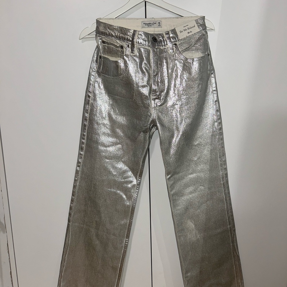 Abercrombie & Fitch Shimmering Silver Pants